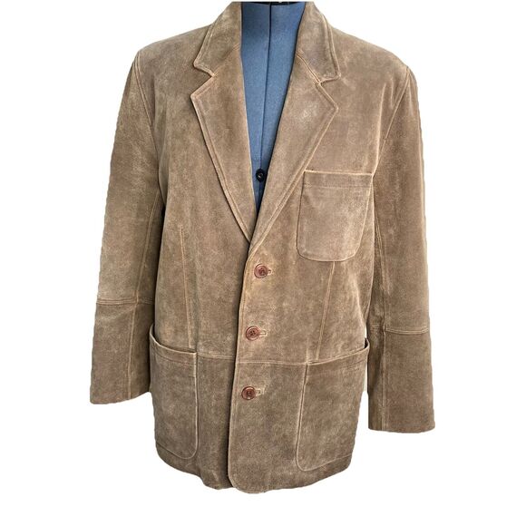 STETSON Suede Leather Men's Sport Jacket Blazer Sz M Burnished Dark Khaki
